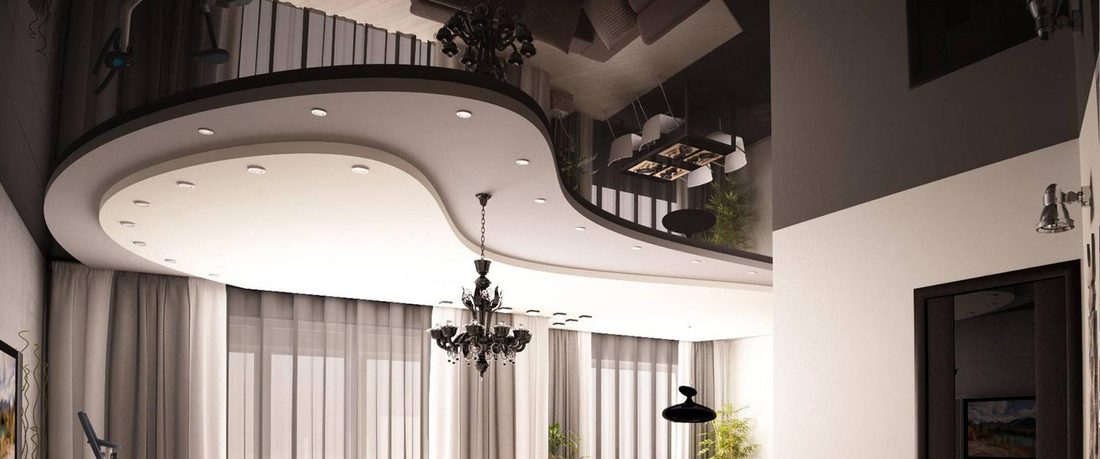 Curved stretch ceiling design