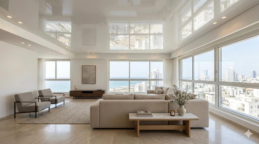 Glossy ceiling living room